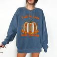 Fall In Love With Reading Pumpkin Autumn Librarians Teacher Comfort Colors Sweatshirt Denim