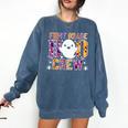 First Grade Boo Crew Teacher Student Halloween Costume Comfort Colors Sweatshirt Denim