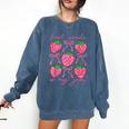 First Grade Is My Jam Strawberry First Grade Teacher Women Comfort Colors Sweatshirt Denim