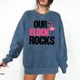 Our Flock Rocks Flamingo Mother's Day Teacher Comfort Colors Sweatshirt Denim Our Flock Rocks Flamingo Mother's Day Teacher Comfort Colors Sweatshirt Denim