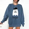 French Teacher Halloween Bonjour Ghost Comfort Colors Sweatshirt Denim