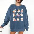 Ghost Book Reading Halloween Books Lover Teacher Kids Comfort Colors Sweatshirt Denim