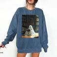 Ghost Library Halloween Book Reading Books Lover Teacher Comfort Colors Sweatshirt Denim Ghost Library Halloween Book Reading Books Lover Teacher Comfort Colors Sweatshirt Denim