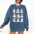 Ghost Reading Teacher Halloween Costume Librarian Book Lover Comfort Colors Sweatshirt Denim