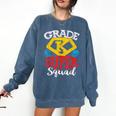 Grade K Super Squad Superhero Kindergarten Teacher Team Comfort Colors Sweatshirt Denim