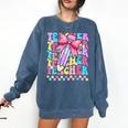 Groovy Teacher Cute Coquette Bow Flower Retro Back To School Comfort Colors Sweatshirt Denim