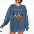 Halloween Alphabet ABCs Learning Kindergarten Teacher Comfort Colors Sweatshirt Denim Halloween Alphabet ABCs Learning Kindergarten Teacher Comfort Colors Sweatshirt Denim