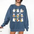 Halloween Ghost Music Teacher Playing Instruments Comfort Colors Sweatshirt Denim