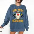 Halloween Read More Books Retro Costume Teacher Women Girls Comfort Colors Sweatshirt Denim