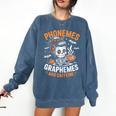 Halloween Skeleton Teacher Phonemes Graphemes Caffeine Lover Comfort Colors Sweatshirt Denim