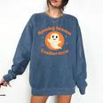Halloween Teacher Crew Spooky Season Retro Ghost Comfort Colors Sweatshirt Denim Halloween Teacher Crew Spooky Season Retro Ghost Comfort Colors Sweatshirt Denim