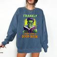 Halloween Teacher Librarian Frankenstein Reading Books Comfort Colors Sweatshirt Denim Halloween Teacher Librarian Frankenstein Reading Books Comfort Colors Sweatshirt Denim