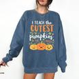 Halloween Teacher I Teach The Cutest Pumpkins In The Patch Comfort Colors Sweatshirt Denim