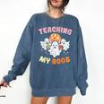 Halloween Teacher Teaching My Boos Costume Teacher Men Women Comfort Colors Sweatshirt Denim