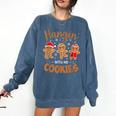 Hangin With My Cookies Gingerbread Women Christmas Teacher Comfort Colors Sweatshirt Denim