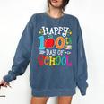 Happy 100th Day Of School Teachers 100 Days Of School Kids Comfort Colors Sweatshirt Denim Happy 100th Day Of School Teachers 100 Days Of School Kids Comfort Colors Sweatshirt Denim