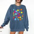 Happy Dot Day Colorful Polka Dot Art Teacher Student Kids Comfort Colors Sweatshirt Denim