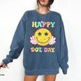 Happy Dot Day Hippie Flowers Smile Face Groovy Teacher Kids Comfort Colors Sweatshirt Denim Happy Dot Day Hippie Flowers Smile Face Groovy Teacher Kids Comfort Colors Sweatshirt Denim