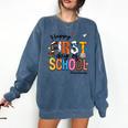 Happy First Day Of School PE Teacher Life Back To School Comfort Colors Sweatshirt Denim