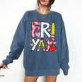 Happy Fri-Yay Teacher Back To School Friday Lovers Comfort Colors Sweatshirt Denim