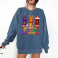 Happy Hallothanksmas Halloween Thanksgiving Pencils Teachers Comfort Colors Sweatshirt Denim Happy Hallothanksmas Halloween Thanksgiving Pencils Teachers Comfort Colors Sweatshirt Denim