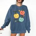Happy To See Your Face Teacher Apple Comfort Colors Sweatshirt Denim Happy To See Your Face Teacher Apple Comfort Colors Sweatshirt Denim