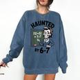 Haunted 67 Skeleton Math Teacher Halloween Costume Math Pun Comfort Colors Sweatshirt Denim