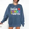 Hello Kindergarten Team Kinder Back To School Teacher Kids Comfort Colors Sweatshirt Denim