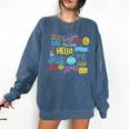 Hello Word In Different Languages Travel And Teacher Lover Comfort Colors Sweatshirt Denim Hello Word In Different Languages Travel And Teacher Lover Comfort Colors Sweatshirt Denim