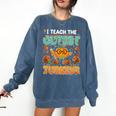Humor I Teach The Cutest Turkeys Thanksgiving Teacher Comfort Colors Sweatshirt Denim