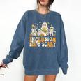 Inclusion Isn't Scary Mummy Boo Ghost Halloween SLP Teacher Comfort Colors Sweatshirt Denim