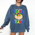 I Am Their Voice They Are My Heart Autism Awareness Teacher Comfort Colors Sweatshirt Denim