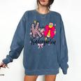 K Is For Kindergarten Teacher Coquette Bow Back To School Comfort Colors Sweatshirt Denim