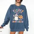 Kindergarten Boo Crew Halloween Floral Ghost Kinder Teacher Comfort Colors Sweatshirt Denim Kindergarten Boo Crew Halloween Floral Ghost Kinder Teacher Comfort Colors Sweatshirt Denim