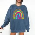 Kindergarten Rainbow Girls Boys Teacher First Day Of School Comfort Colors Sweatshirt Denim