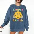 Kindergarten Squad Smile Face Teachers Kids Back To School Comfort Colors Sweatshirt Denim Kindergarten Squad Smile Face Teachers Kids Back To School Comfort Colors Sweatshirt Denim