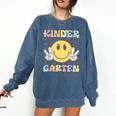 Kindergarten Teacher Team Hippie Smile Face Back To School Comfort Colors Sweatshirt Denim Kindergarten Teacher Team Hippie Smile Face Back To School Comfort Colors Sweatshirt Denim