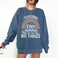 Kindergarten Teacher Tiny Humans Pre-School Teacher Comfort Colors Sweatshirt Denim Kindergarten Teacher Tiny Humans Pre-School Teacher Comfort Colors Sweatshirt Denim