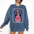 La Maestra Halloween Mexican Bingo Card Teacher Lottery Card Comfort Colors Sweatshirt Denim La Maestra Halloween Mexican Bingo Card Teacher Lottery Card Comfort Colors Sweatshirt Denim