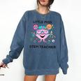 Little Miss Stem Teacher Comfort Colors Sweatshirt Denim