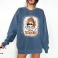Messy Bun Spooky Teacher Bleached Halloween Teachers Comfort Colors Sweatshirt Denim Messy Bun Spooky Teacher Bleached Halloween Teachers Comfort Colors Sweatshirt Denim