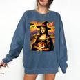 Mona Lisa Pumpkin Halloween Art Teacher Witchy Women Kids Comfort Colors Sweatshirt Denim Mona Lisa Pumpkin Halloween Art Teacher Witchy Women Kids Comfort Colors Sweatshirt Denim