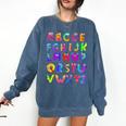 Monster ABC Cute Alphabet Halloween Teacher Costume Kids Comfort Colors Sweatshirt Denim Monster ABC Cute Alphabet Halloween Teacher Costume Kids Comfort Colors Sweatshirt Denim