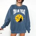 Nerdy Trig Or Treat Halloween Costume Math Teacher Comfort Colors Sweatshirt Denim