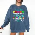 I Am Not Short I Am Pre-K Teacher Size Teacher For Men Women Kids Comfort Colors Sweatshirt Denim
