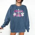 In October We Wear Pink Ballet Ghost Teacher Breast Cancer Comfort Colors Sweatshirt Denim