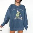Off To Teach Preschool Pre-K Teacher Back To School Frog Comfort Colors Sweatshirt Denim