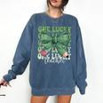 One Lucky Teacher Coquette Bow St Patricks Day Teacher Comfort Colors Sweatshirt Denim One Lucky Teacher Coquette Bow St Patricks Day Teacher Comfort Colors Sweatshirt Denim