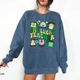 One Lucky Teacher St Patrick's Day Irish Teacher Lucky Era Comfort Colors Sweatshirt Denim