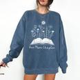 One-More Chapter Wildflower Reading Teacher Library Bookish Comfort Colors Sweatshirt Denim